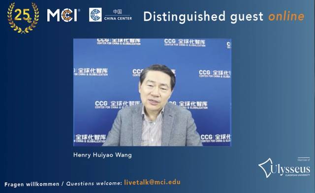 China & Europa. MCI-Livetalk with Huiyao (Henry) Wang.