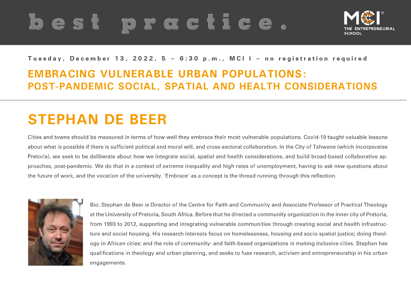 Best practice - Stephan de Beer