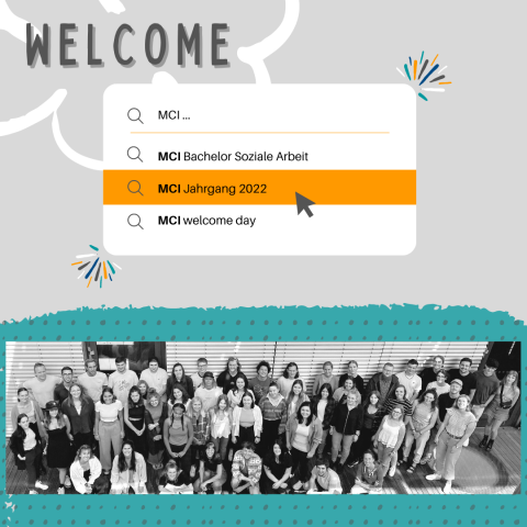 <p>Welcome freshers of the year 2022 of the Social Work study program. © MCI/Brandner & Schmid</p>