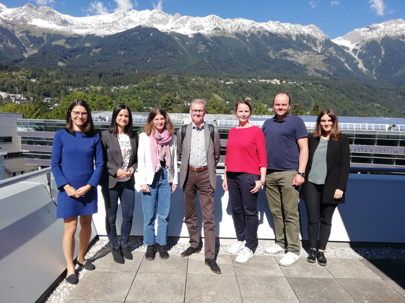 <p><em>From left to right: Christiane Aufschnaiter (Head of Studies Betriebswirtschaft/Business Administration Online, MCI), Maria Pammer (Head of Department Business Administration Online, MCI), Julia Waldegger (Research Assistant), Juha Kaskinen (Director Finland Futures Research Centre), Antje Bierwisch (Lecturer Innovation Management & Corporate Foresight), Oliver Som (Lecturer Innovation Management) and Nadin Reinstadler (Research Assistant). Photo: MCI/Gärtner<br /></em></p>