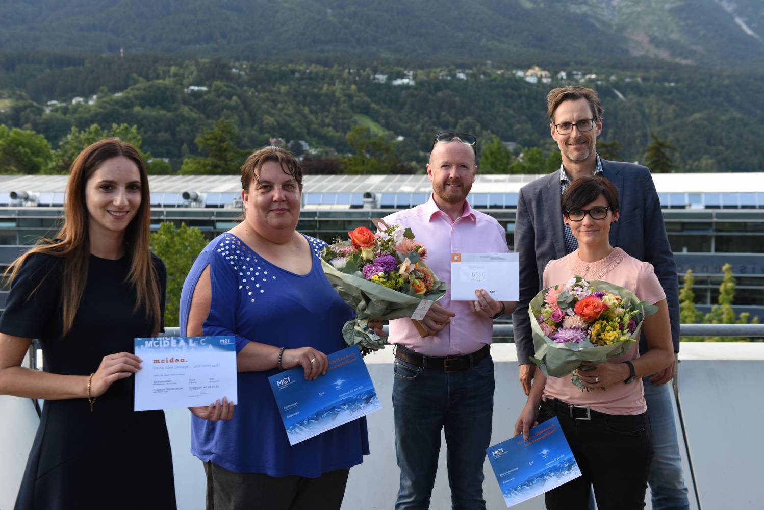 <p><em>Sabine Weißbriacher, Birgit Marx, Brian Galvin, Ralf Geymayer, Bianca Taxer (from left to right). Photo: MCI<br /></em></p>