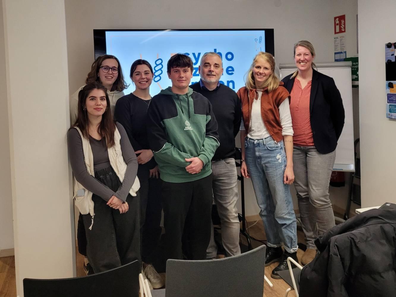 <p>Nonprofit, Social & Health Management students with Michael Wolf (3rd from right), Elisa Steiner (2nd from right) and MCI lecturer Jolanda Baur (1st from right). ©MCI</p>