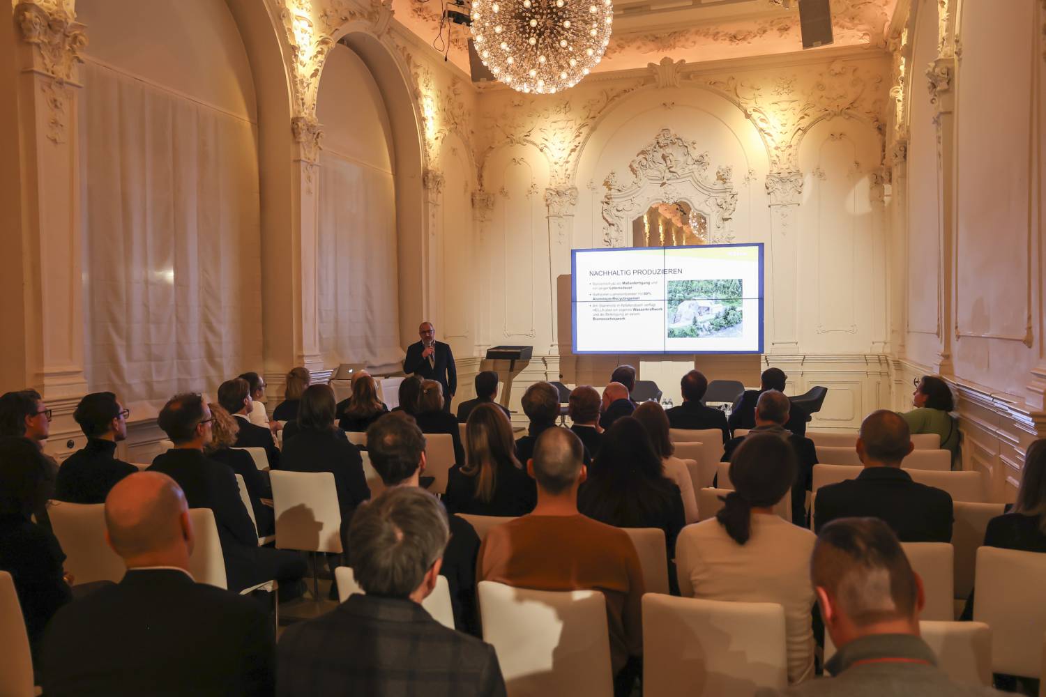 <p>Andreas Kraler, Managing Director of the HELLA Group, addressed his thoughts to the audience in the packed Vienna Ballhaus. Photo: © HELLA</p>