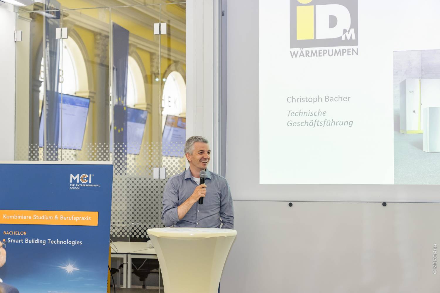 <p>Christoph Bacher, Technical Managing Director of iDM Energiesysteme GmbH, expressed his delight for the start of the study program. Photo: MCI-Geisler</p>