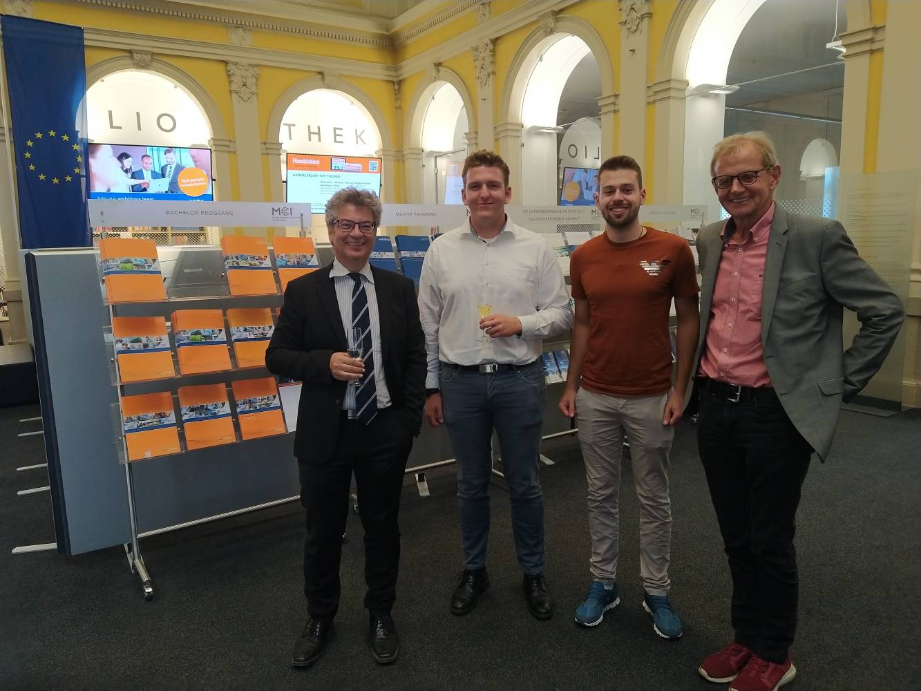 <p>The ORTNER Group was delighted about the cooperation with Philipp Gugerbauer (2nd from left) and Johannes Ambach (2nd from right), represented by Managing Director ORTNER Ges.m.b.H. Innsbruck, Paul Unterluggauer (1st from left) and Johann Kirchmair, Technical Manager ORTNER Ges.m.b.H. Innsbruck (1st from right). Photo: MCI-Hofer</p>