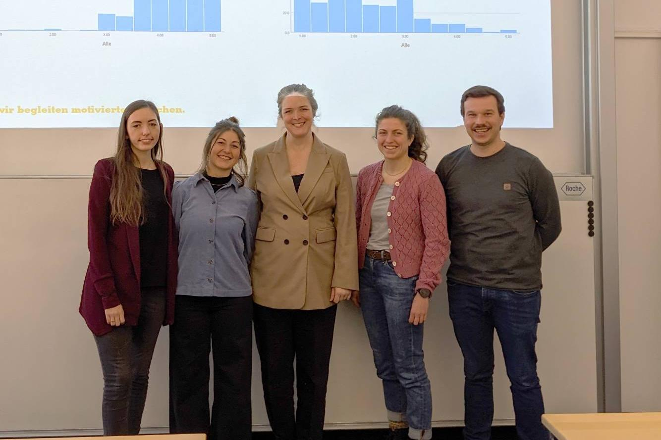 <p>Das Team des Projektes VerStraGem v.l.n.r. Pascale Rohrer, Rosa Wagner, Wendy Farrell Nina Schaaf, Benjamin Hupfauf. © MCI/Schaaf</p>