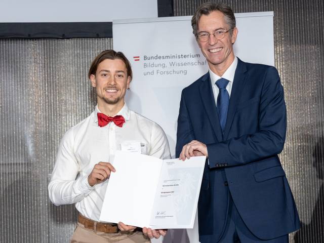 <p>The award ceremony took place on November 22, 2022 in the Aula der Wissenschaften in Vienna. Foto: BMBWF/Martin Lusser</p>