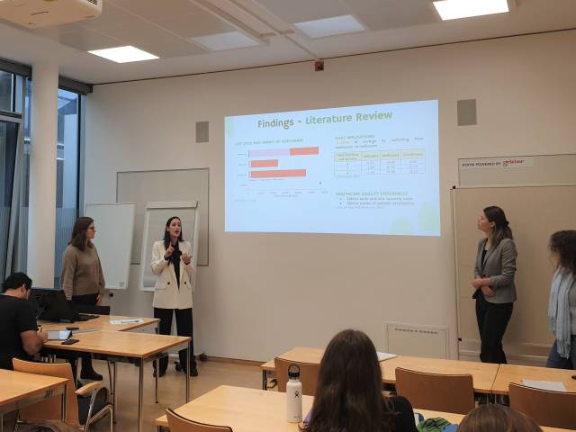 <p>Students presenting their results from the course 