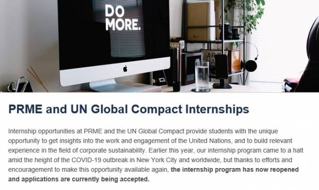 PRME and UN Global Compact Internships