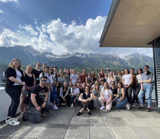 <p>45 BIP-Students at the Welcoming-Event at the MCI-rooftop. Photo: © MCI</p>